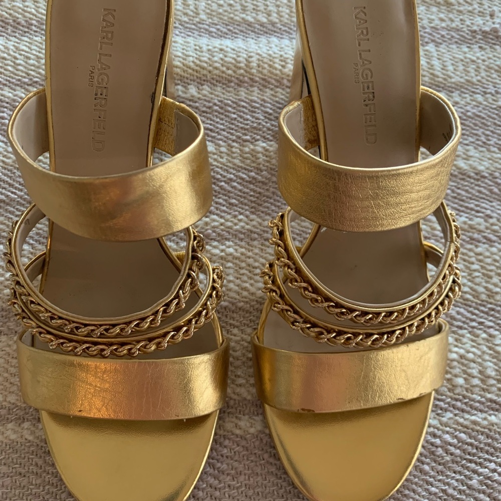 Karl Lagerfeld Gold Strappy Sandals